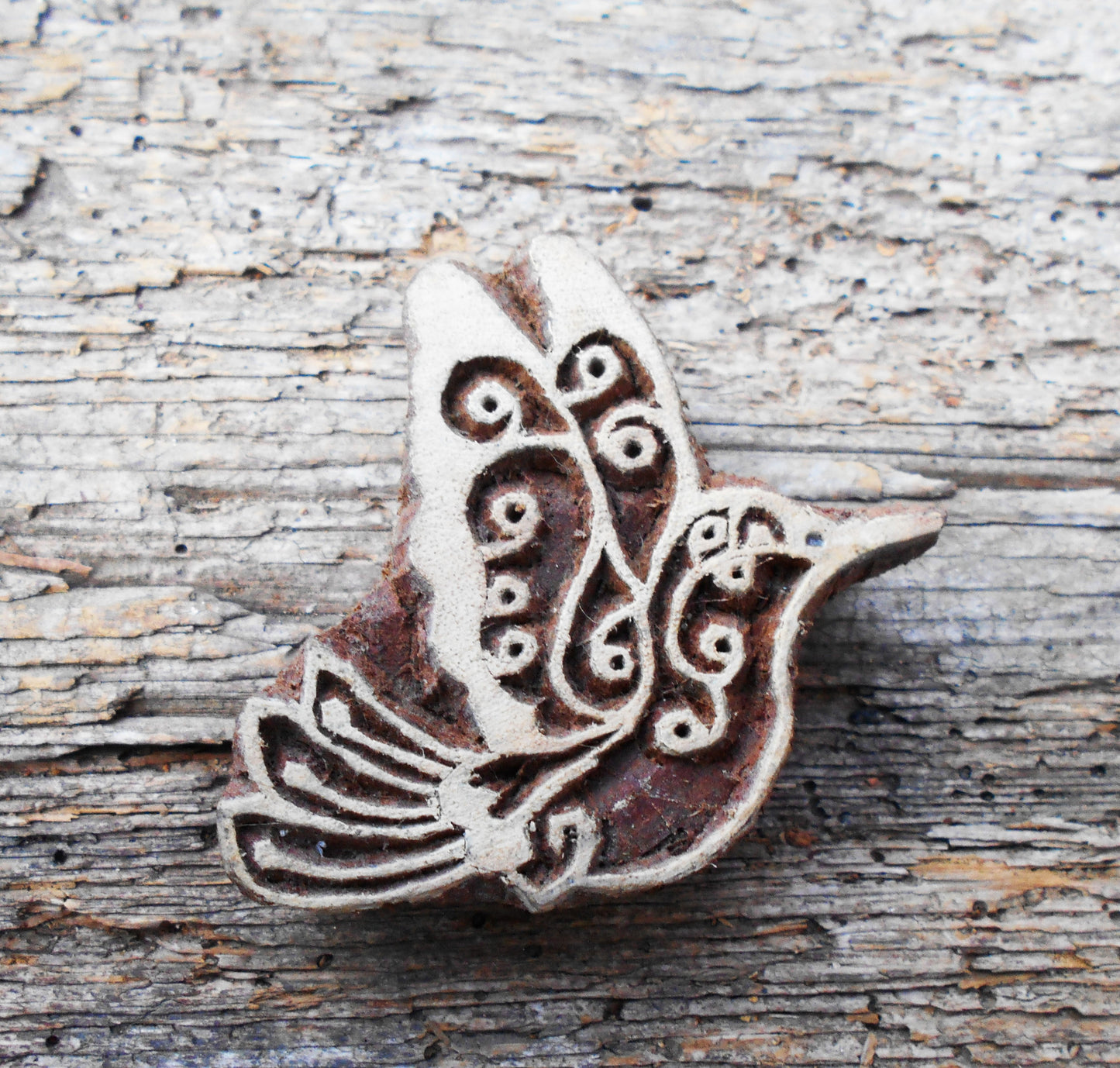 Stoffdruckstempel, Holzdruckstempel, Motivstempel, Blaudruckstempel, Textildruck-Paradies-Vogel 2