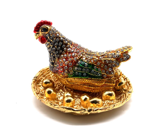 Fabergé-Döschen Henne mit goldenen Eiern
