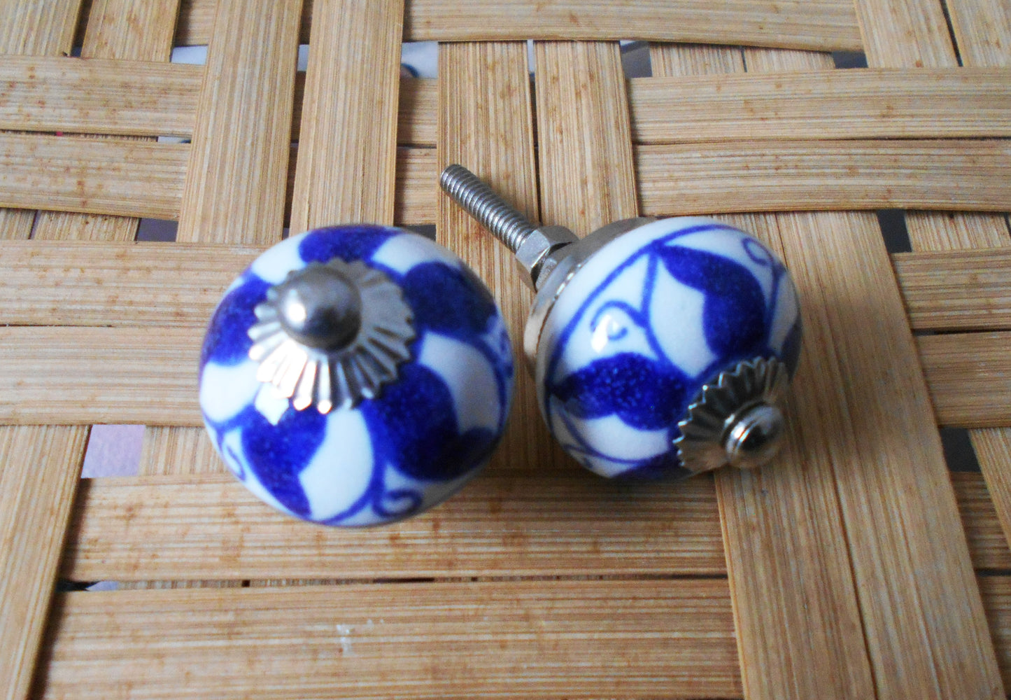 Keramikgriff, Möbelgriff, Möbelknauf, klein, blau