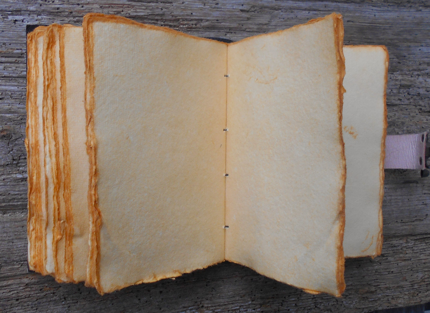 Leder-Notizbuch, handgearbeitet, Tagebuch, handgeschöpftes Papier, braun, Eule