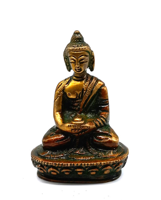 Messing-Figur Buddha meditierend klein