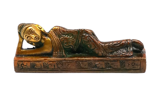 Messing Figur Buddha liegend klein