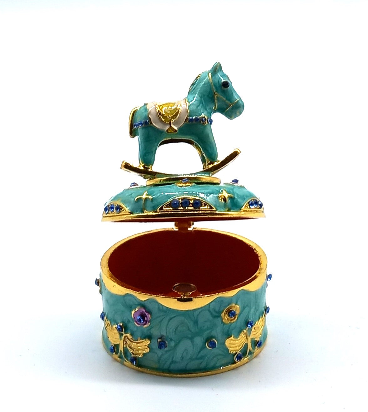 Dose Fabergé Schaukelpferd blau