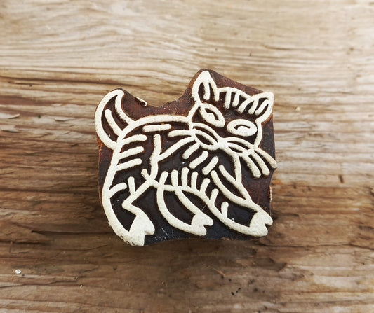 Tierstempel, Stoffdruckstempel, Holzdruckstempel, Katze