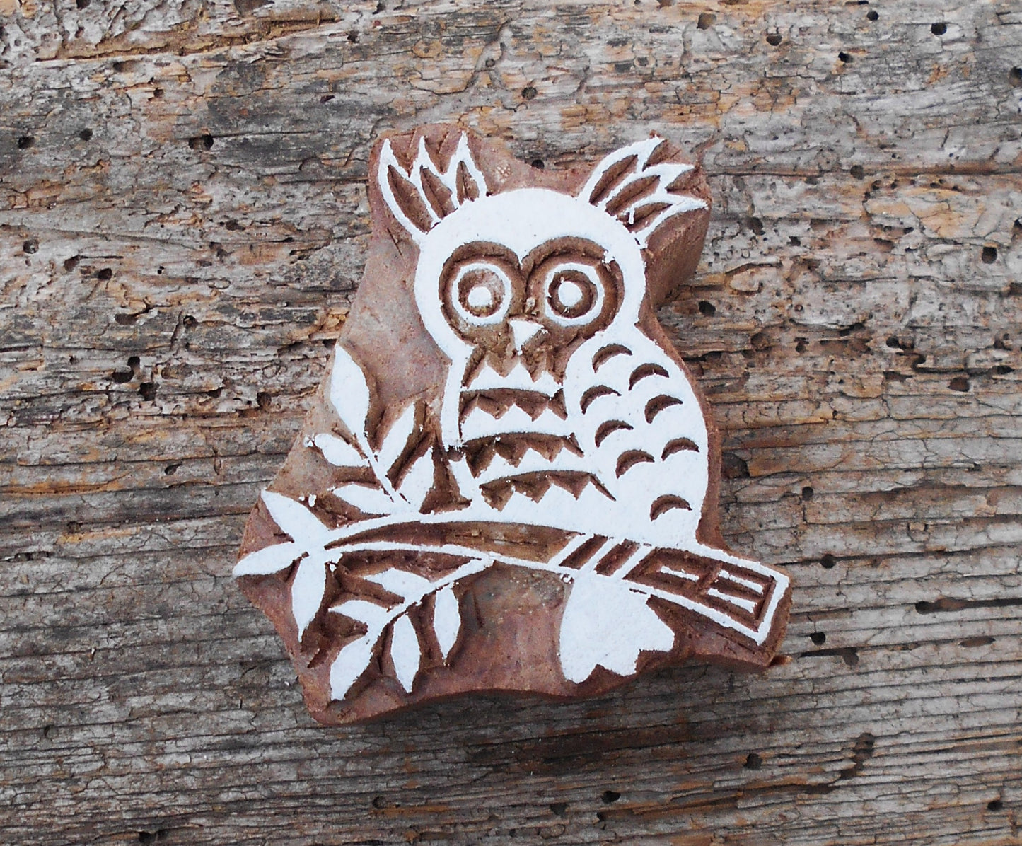 Stoffdruckstempel, Holzdruckstempel, Motivstempel, Blaudruckstempel, Textildruck-Eule