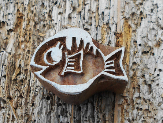 Tierstempel, Stoffdruckstempel, Holzdruckstempel, Blaudruckstempel, Fisch