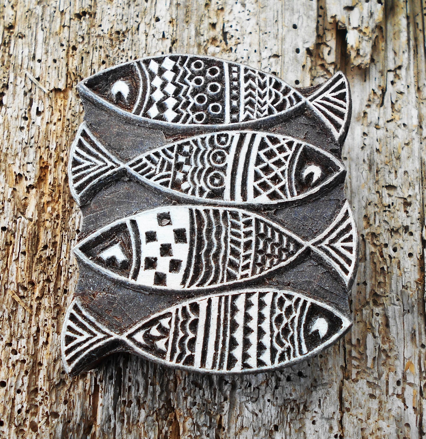 Tierstempel, Stoffdruckstempel, Holzdruckstempel, Blaudruckstempel, Fische