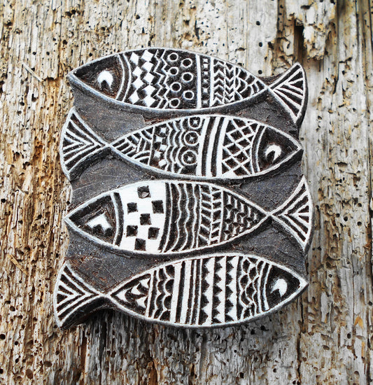 Tierstempel, Stoffdruckstempel, Holzdruckstempel, Blaudruckstempel, Fische