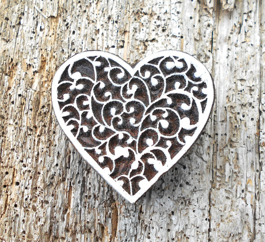 Stoffdruckstempel, Holzdruckstempel, Textilstempel, Blaudruckstempel, Herz
