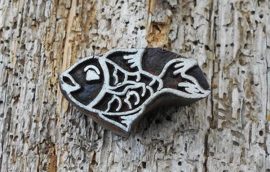 Tierstempel, Stoffdruckstempel, Holzdruckstempel, Blaudruckstempel, Fisch