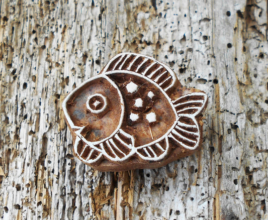 Tierstempel, Stoffdruckstempel, Holzdruckstempel, Blaudruckstempel, Fisch