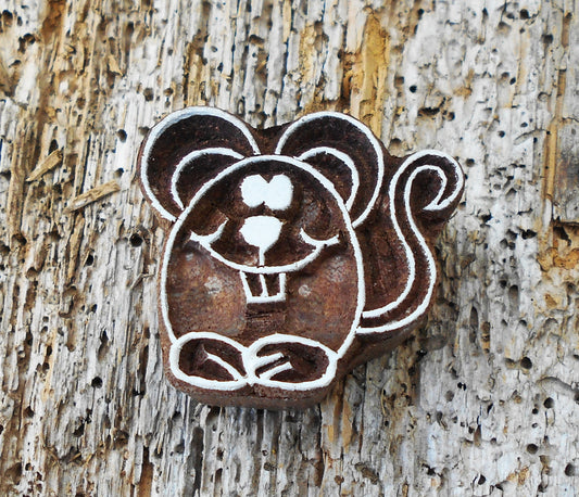 Tierstempel, Stoffdruckstempel, Holzdruckstempel, Blaudruckstempel, Maus