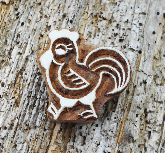 Tierstempel, Stoffdruckstempel, Holzdruckstempel, Blaudruckstempel, Hahn