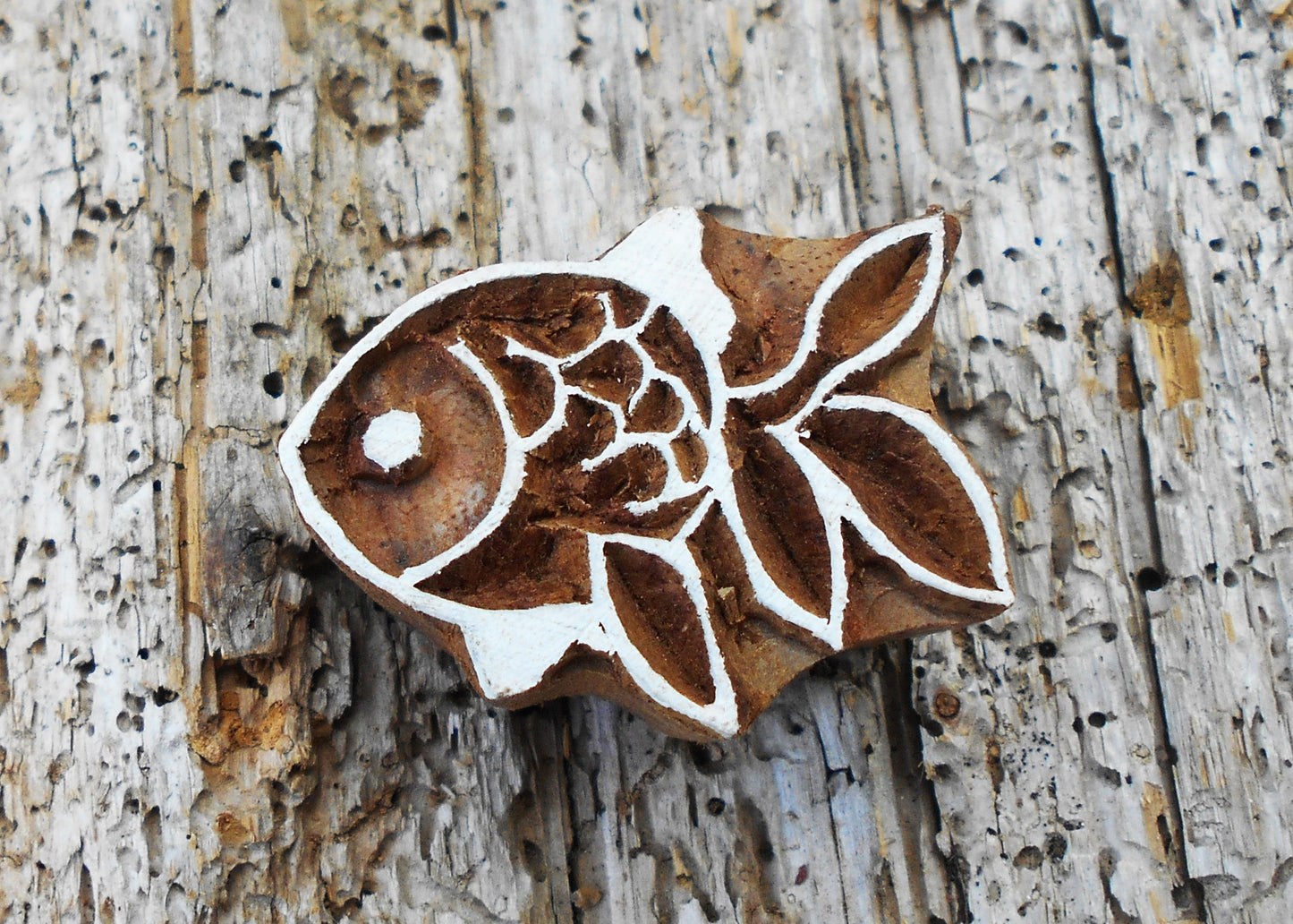 Tierstempel, Stoffdruckstempel, Holzdruckstempel, Blaudruckstempel, Fisch