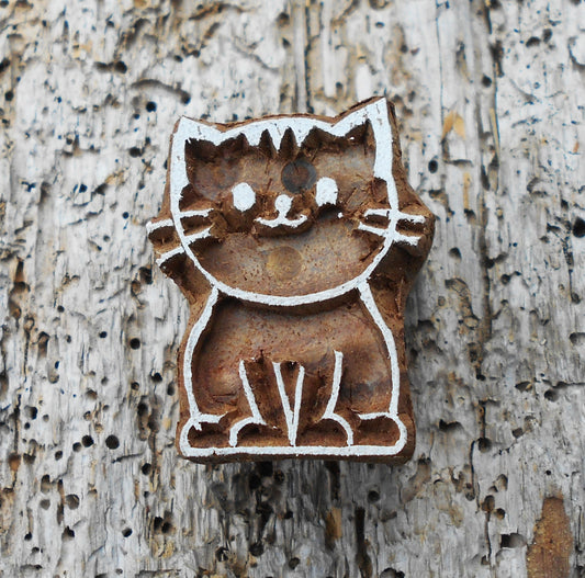 Tierstempel, Stoffdruckstempel, Holzdruckstempel, Blaudruckstempel, Katze