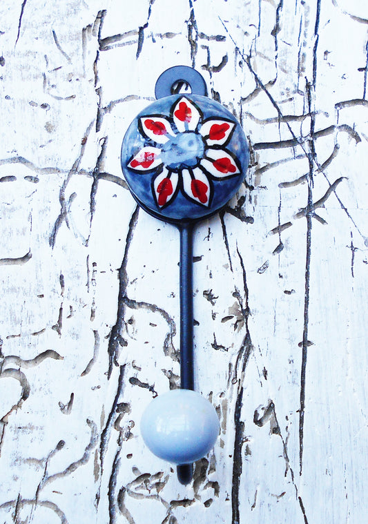 Keramikhaken, Wandhaken, Kleiderhaken, Garderobenhaken, klein, grau