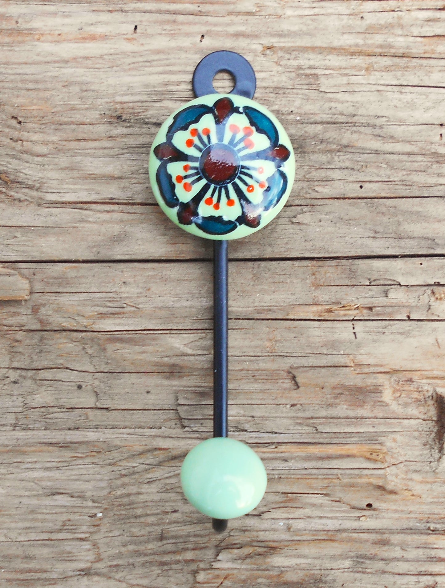 Keramikhaken, Wandhaken, Kleiderhaken, Garderobenhaken, klein, grün