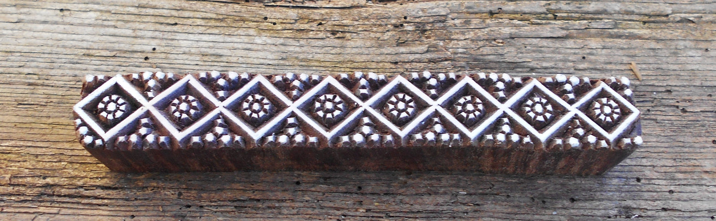 Bordürenstempel, Holzdruckstempel, Stoffdruckstempel, Textilstempel, Blaudruckstempel