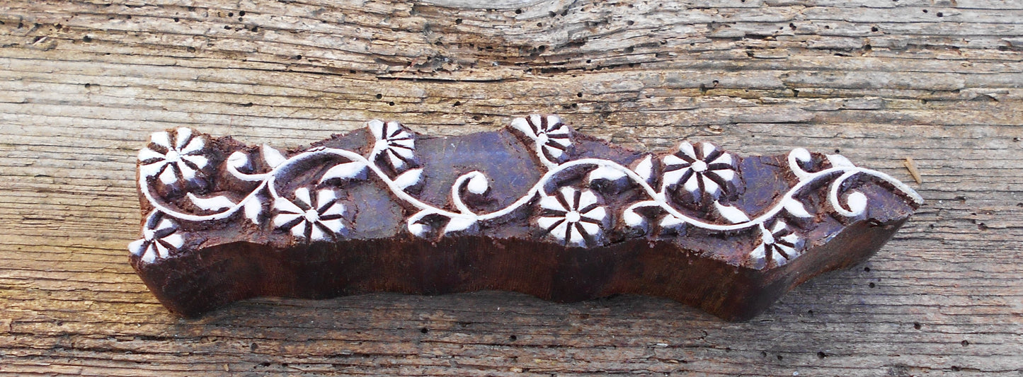 Bordürenstempel, Holzdruckstempel, Stoffdruckstempel, Textilstempel, Blaudruckstempel