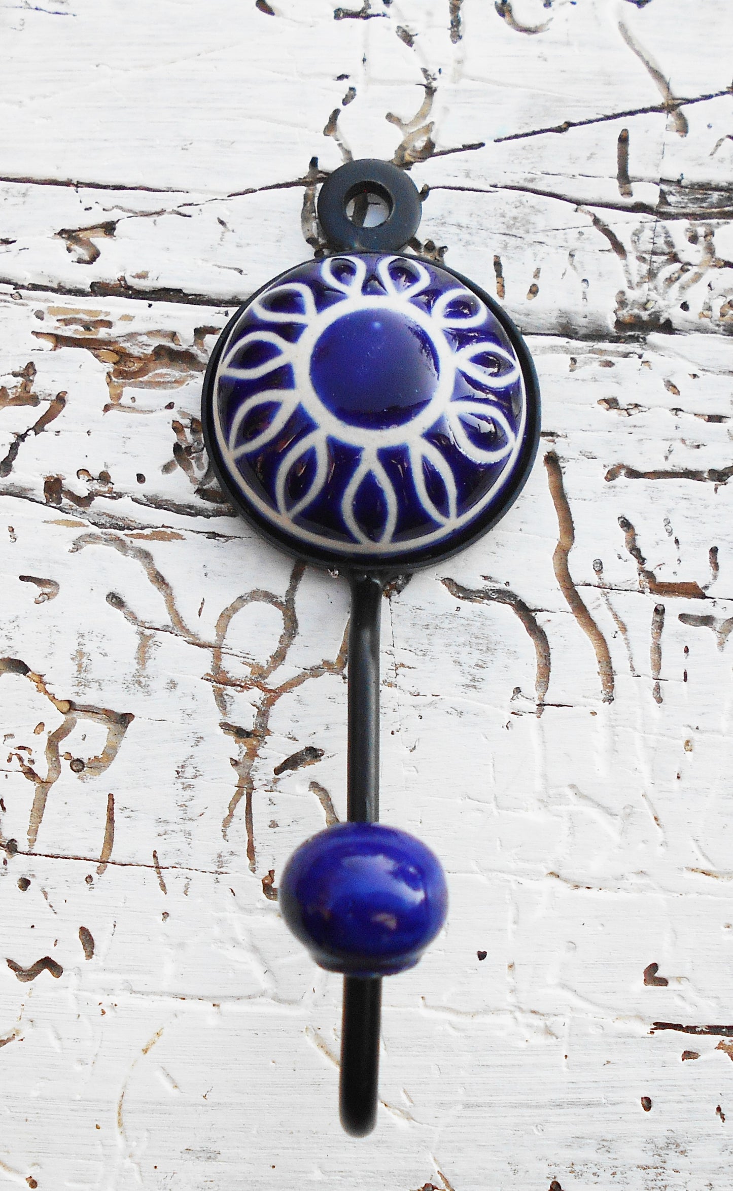 Garderobenhaken, Keramikhaken, Wandhaken, Kleiderhaken, blau