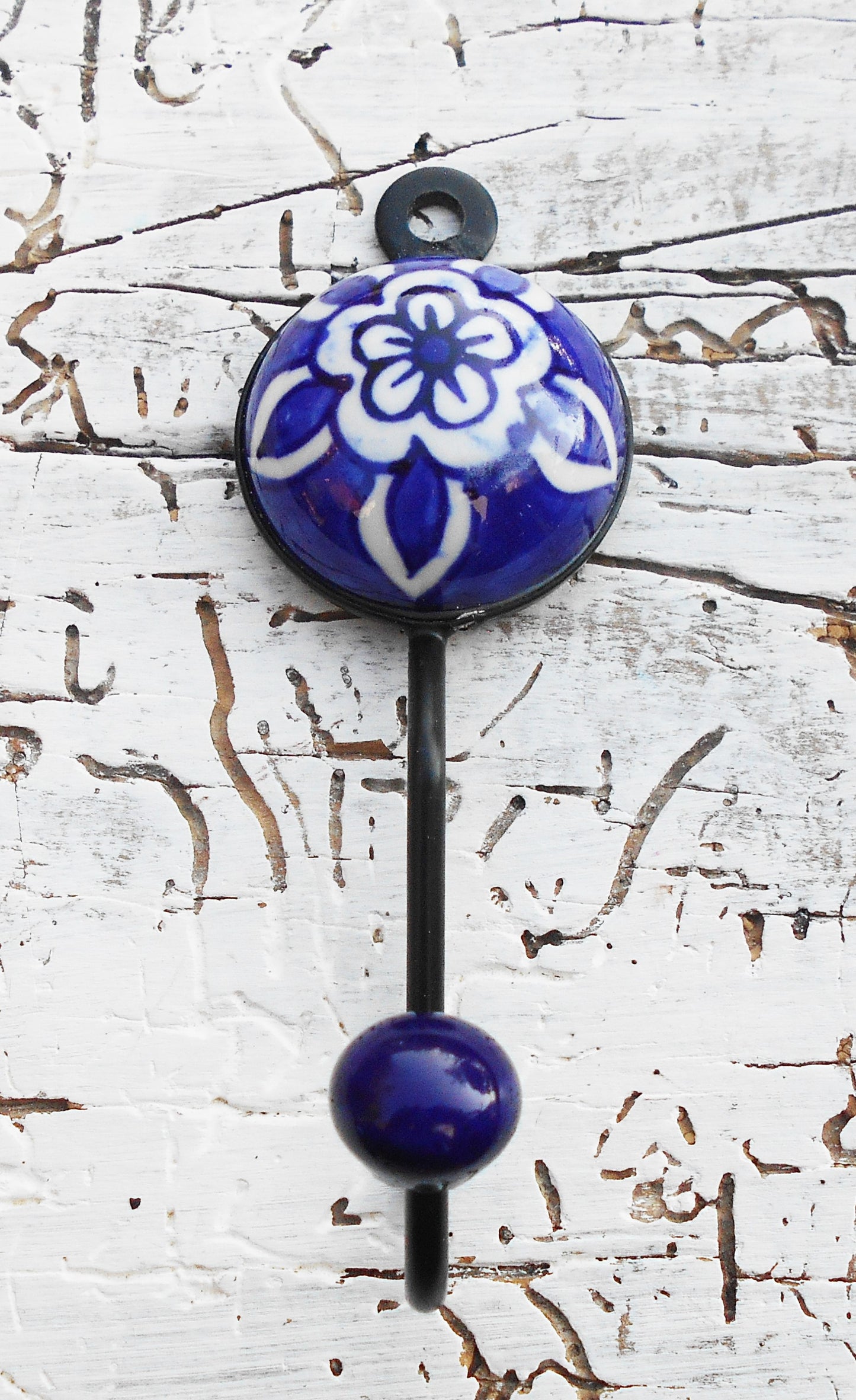 Garderobenhaken, Keramikhaken, Wandhaken, Kleiderhaken, blau