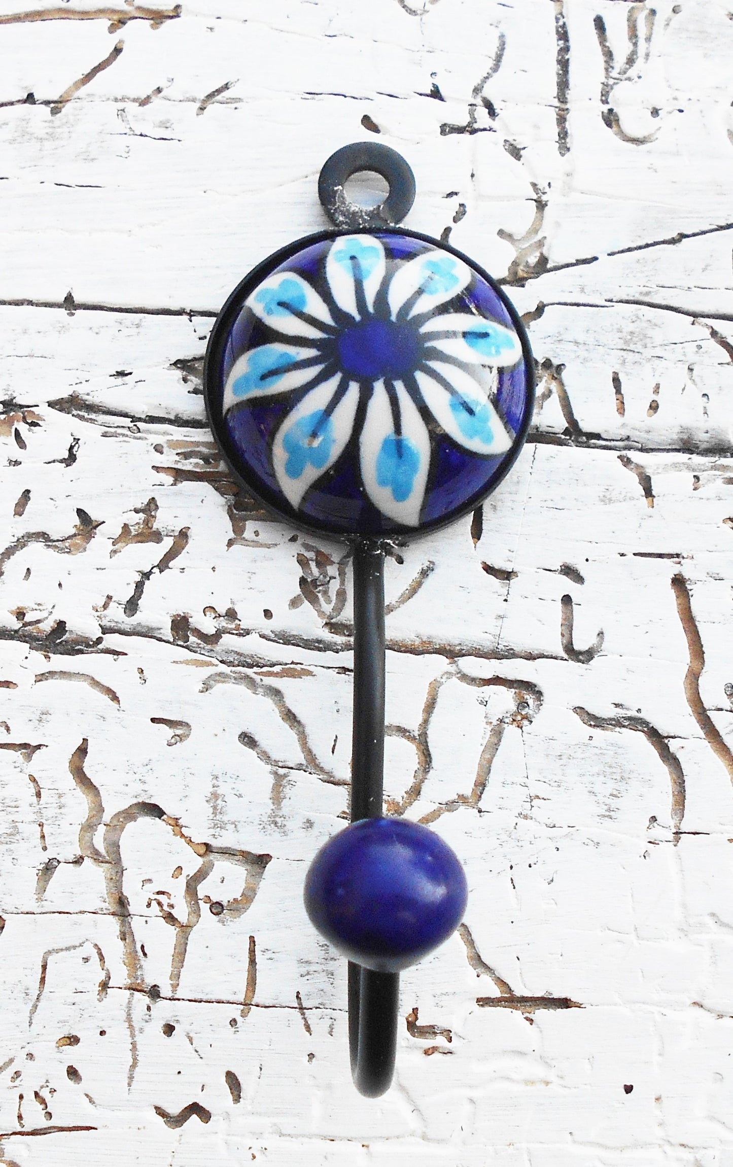 Garderobenhaken, Keramikhaken, Wandhaken, Kleiderhaken, blau