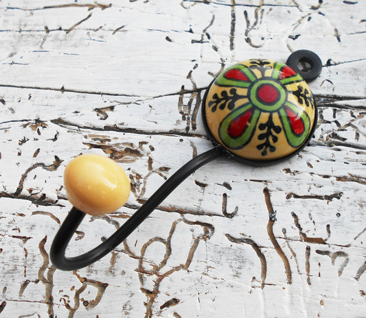 Garderobenhaken, Keramikhaken, Wandhaken, Kleiderhaken, gelb