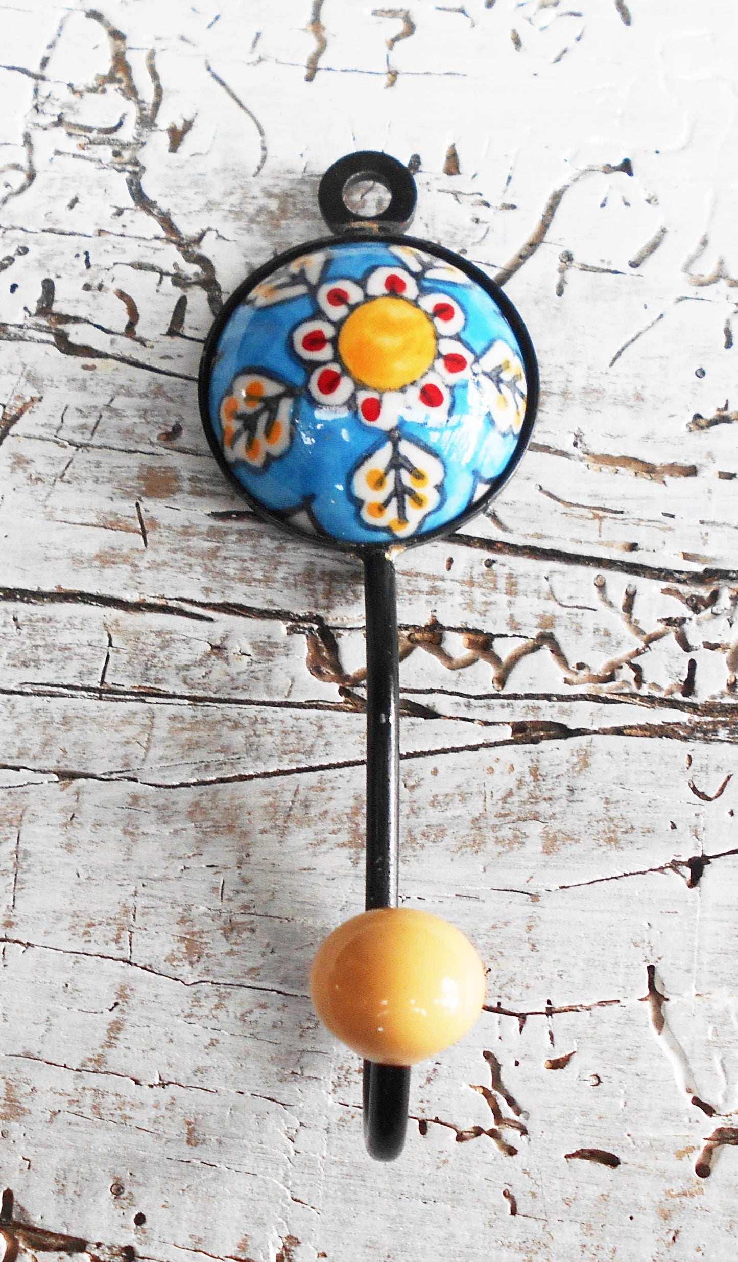 Garderobenhaken, Keramikhaken, Wandhaken, Kleiderhaken, gelb