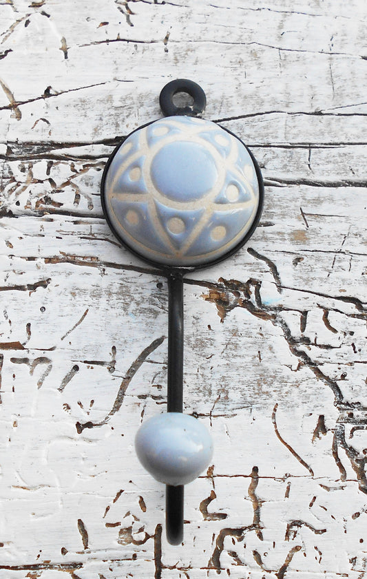 Garderobenhaken, Keramikhaken, Wandhaken, Kleiderhaken, grau