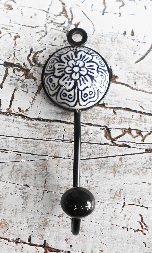 Garderobenhaken, Keramikhaken, Wandhaken, Kleiderhaken, schwarz