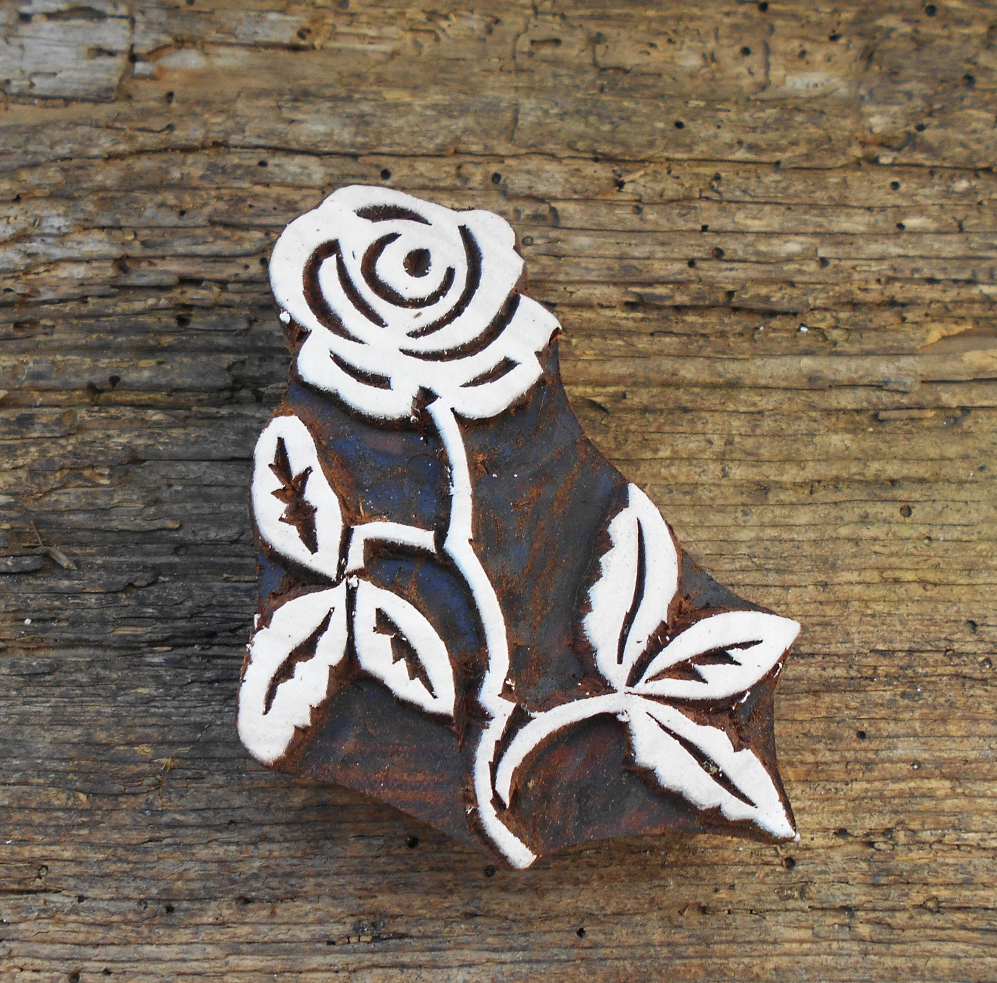 Stoffdruckstempel, Holzdruckstempel, Motivstempel, Blaudruckstempel, Rose