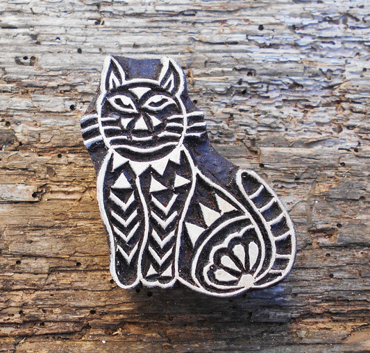 Tierstempel, Stoffdruckstempel, Holzdruckstempel, Katze