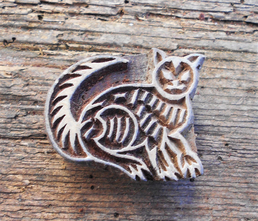 Tierstempel, Stoffdruckstempel, Holzdruckstempel, Katze