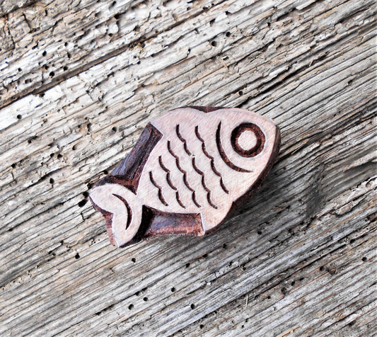 Tierstempel, Stoffdruckstempel, Holzdruckstempel, Blaudruckstempel, Fisch