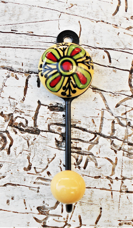 Keramikhaken, Wandhaken, Kleiderhaken, Garderobenhaken, klein, gelb