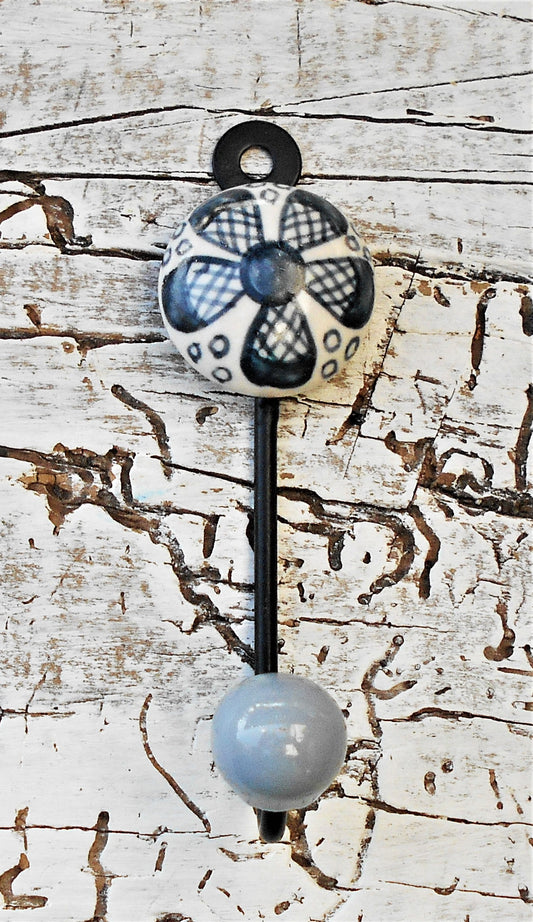 Keramikhaken, Wandhaken, Kleiderhaken, Garderobenhaken, klein, grau