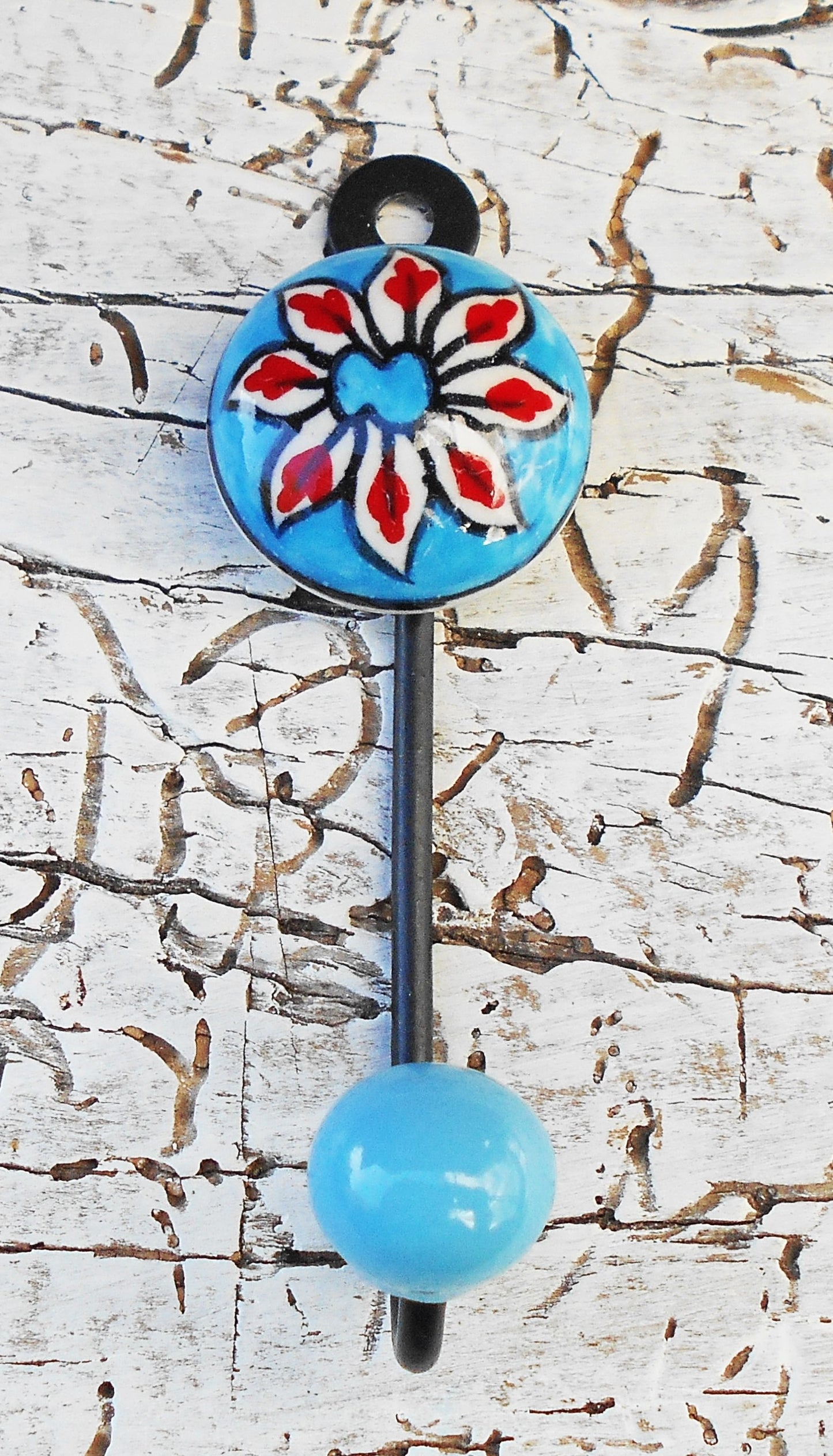 Keramikhaken, Wandhaken, Kleiderhaken, Garderobenhaken, klein, hellblau